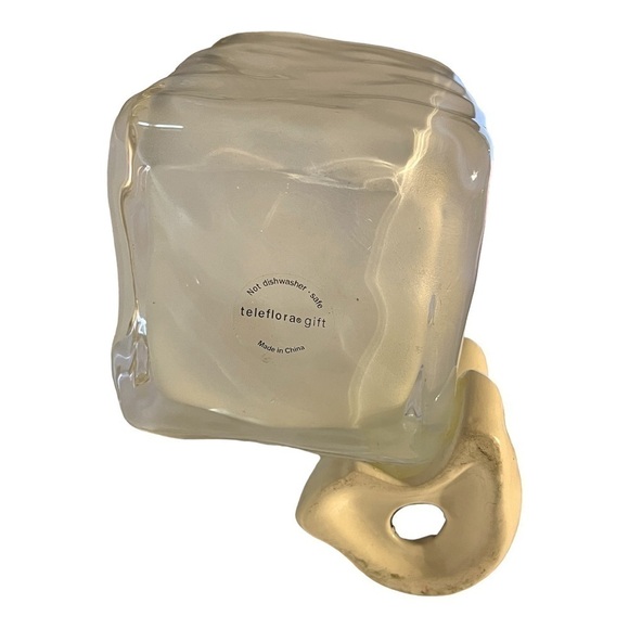 POLAR bear with Santa hat hugging frosted planter. - Picture 7 of 8